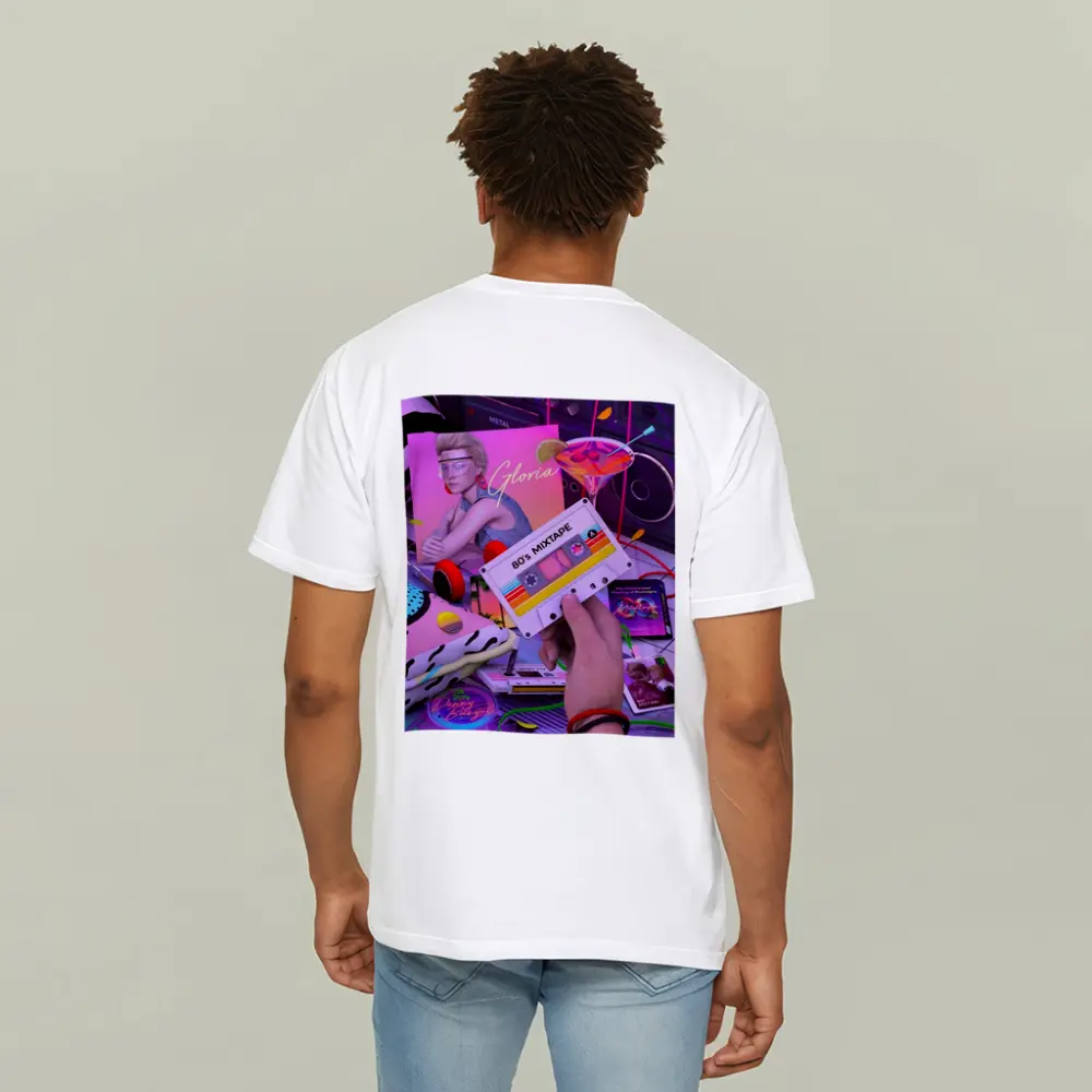 Eighties Mixtape Cassette Tape Neon Scene – T-Shirts