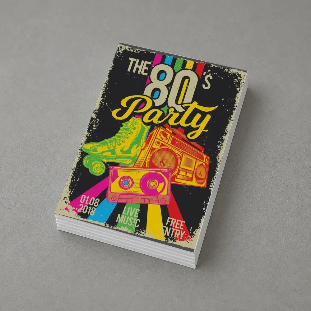 Retro Eighties Party Boombox Roller Skates Art – Postcards