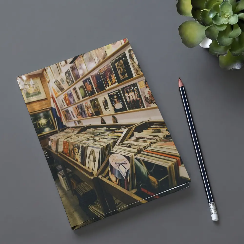 Vintage Vinyl Record Shop Interior Scene – Notebooks