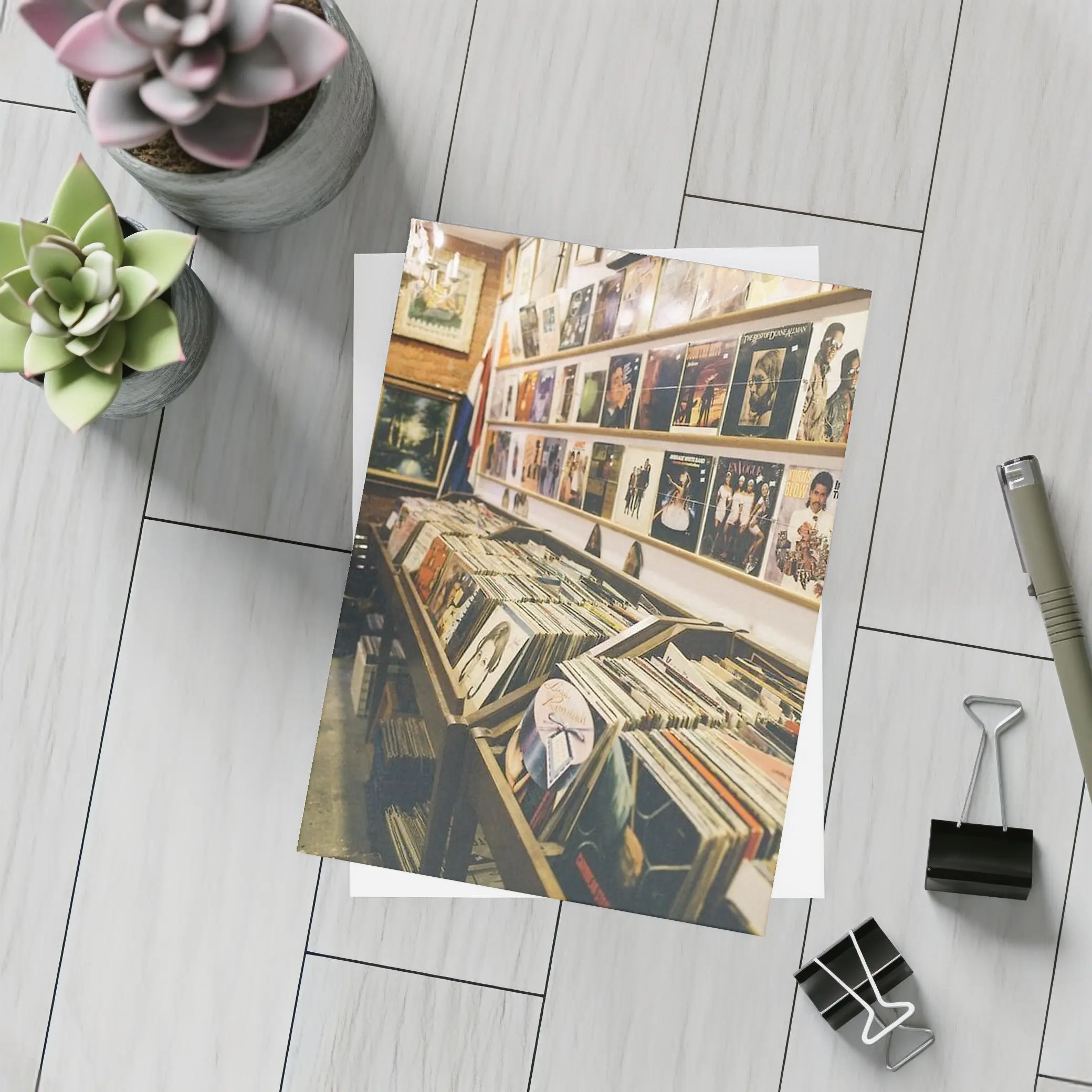 Vintage Vinyl Record Shop Interior Scene – Postcards