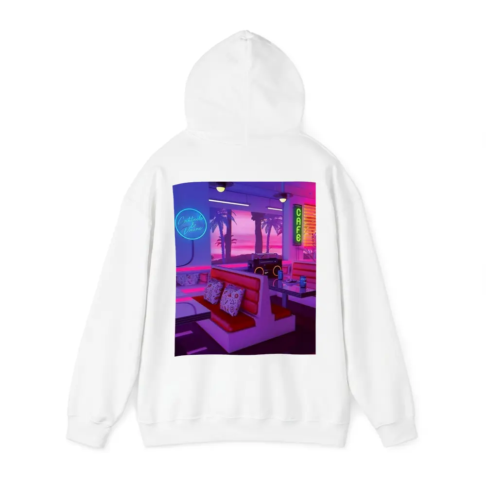 Retro Neon Diner Cafe Synthwave Interior Art – Hoodies