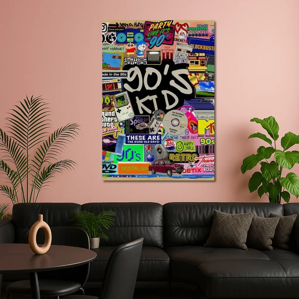Nineties Kid Retro Nostalgia Collage Art – Wall Art