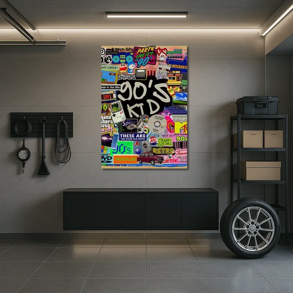 Nineties Kid Retro Nostalgia Collage Art – Wall Art