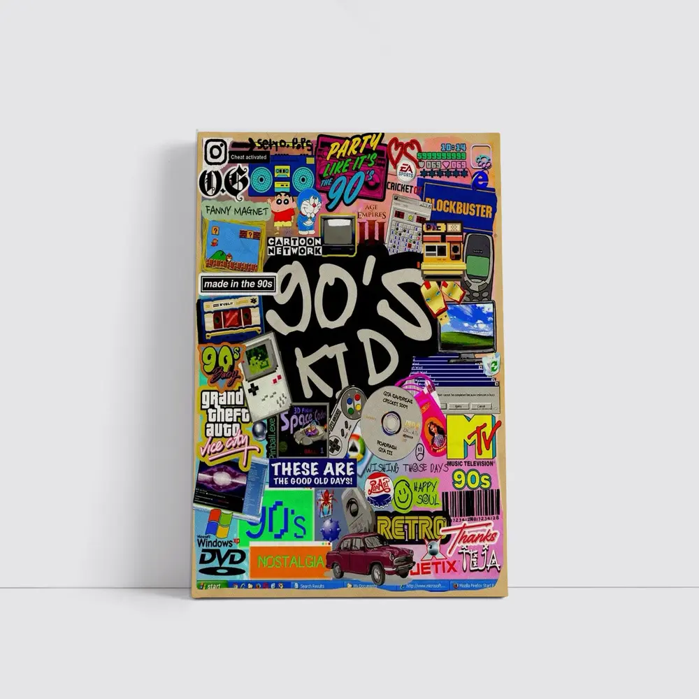 Nineties Kid Retro Nostalgia Collage Art – Wall Art