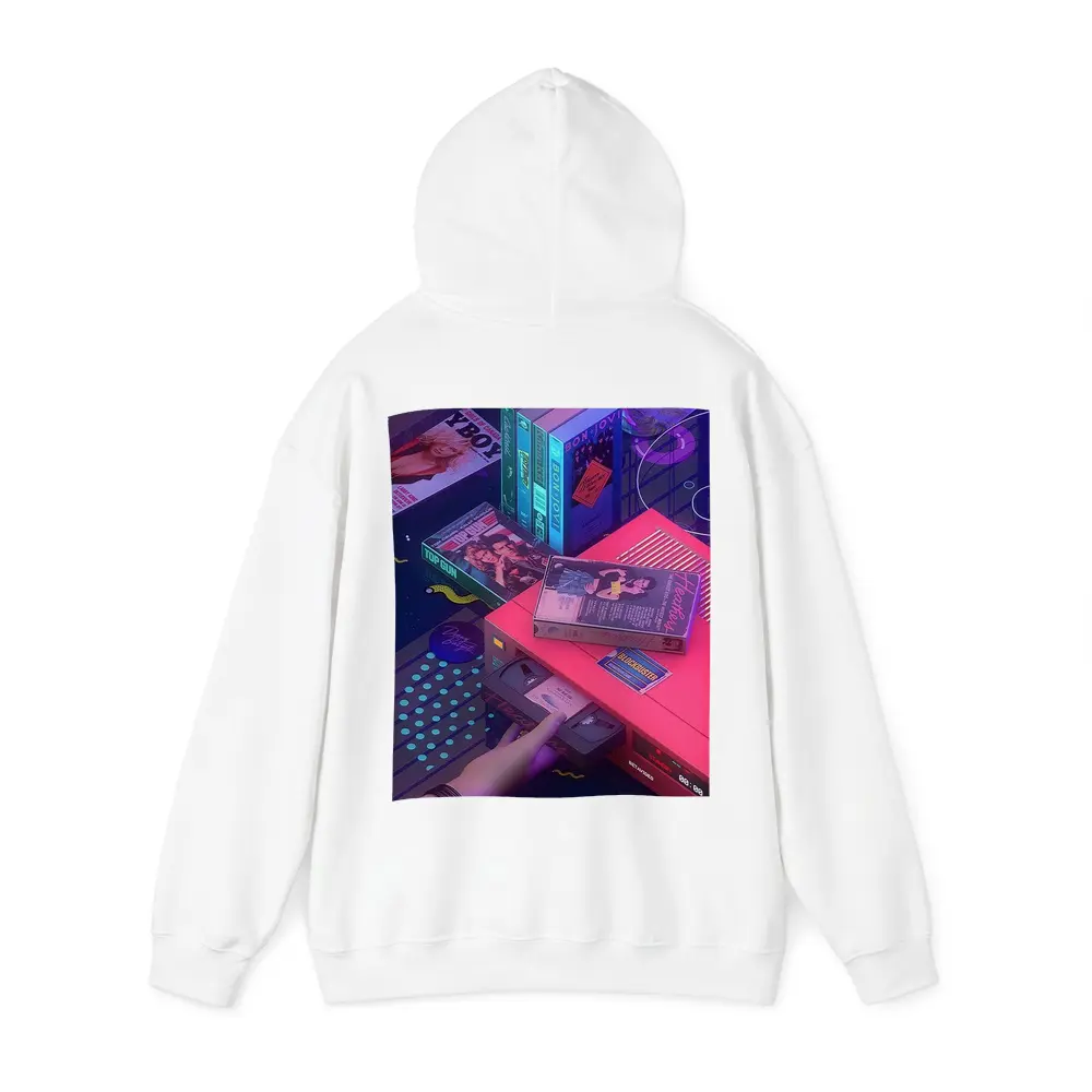 Retro VHS Tapes Neon Eighties Room Scene – Hoodies