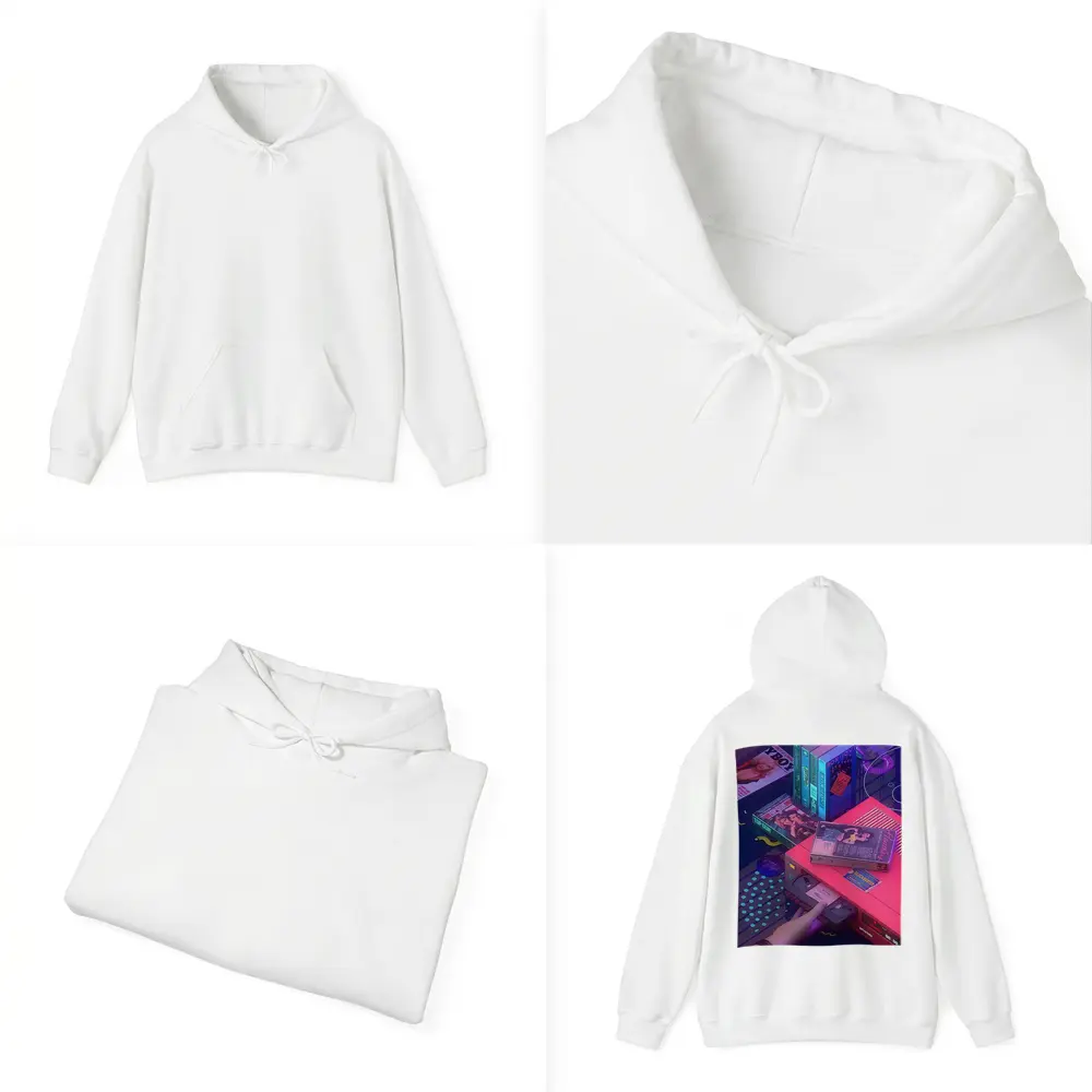 Retro VHS Tapes Neon Eighties Room Scene – Hoodies