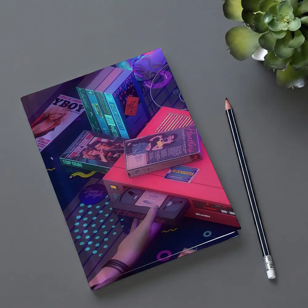 Retro VHS Tapes Neon Eighties Room Scene – Notebooks