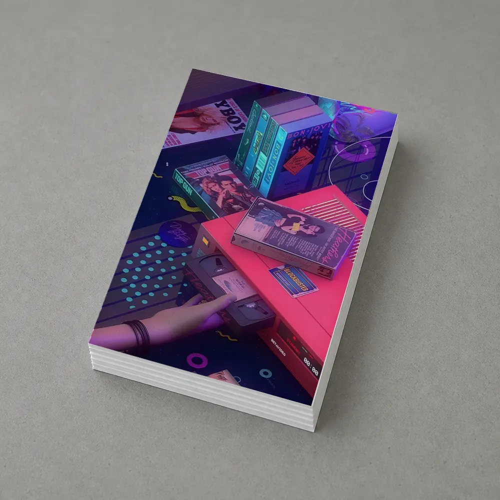 Retro VHS Tapes Neon Eighties Room Scene – Postcards