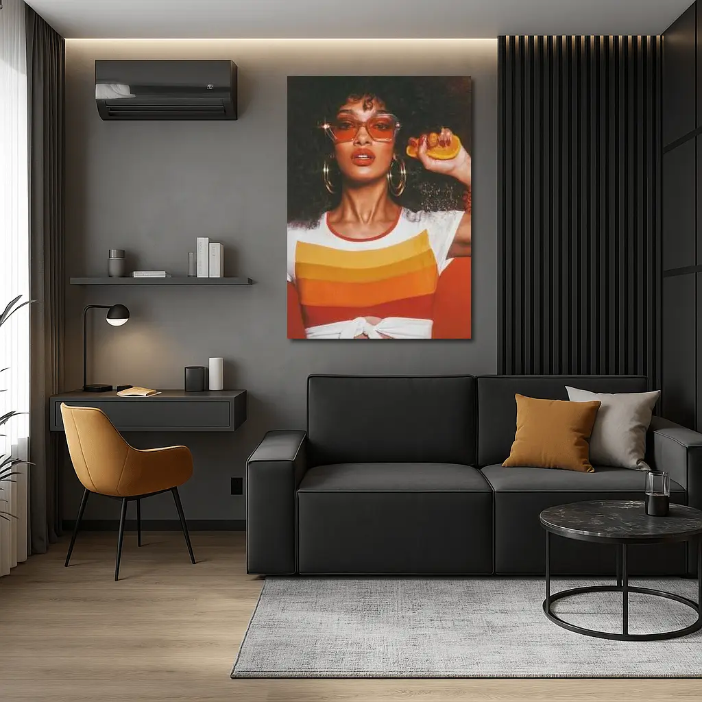Retro Seventies Woman With Orange Sunglasses – Wall Art
