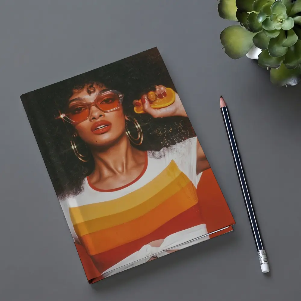 Retro Seventies Woman With Orange Sunglasses – Notebooks