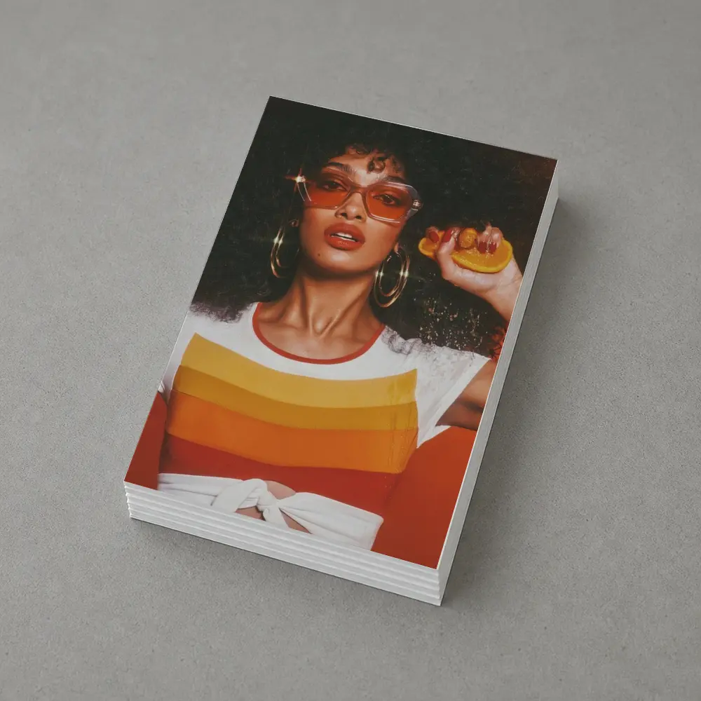 Retro Seventies Woman With Orange Sunglasses – Postcards