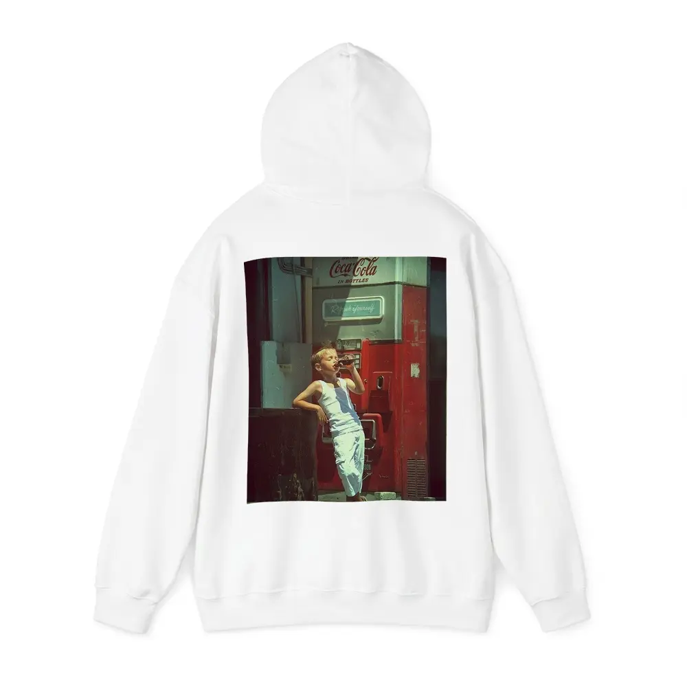 Boy Drinking Soda Vintage Coca Cola Machine – Hoodies