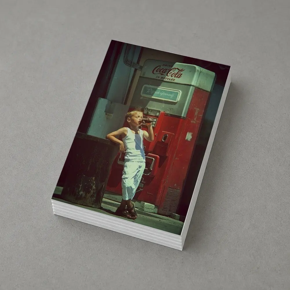 Boy Drinking Soda Vintage Coca Cola Machine – Postcards