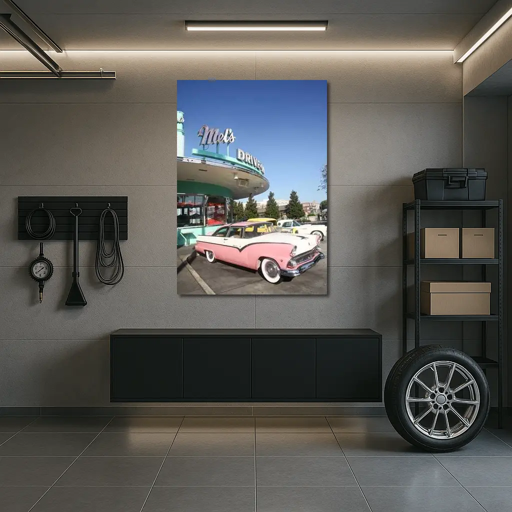 Pink Ford Crown Victoria at Mels Diner – Wall Art