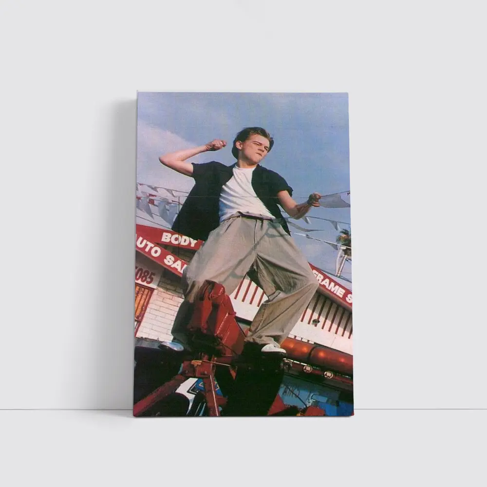 Young Man Posing Outdoors Auto Shop Background – Wall Art