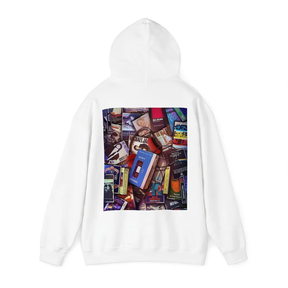 Retro Cassette Tapes Iconic Album Covers Collage – Hoodies