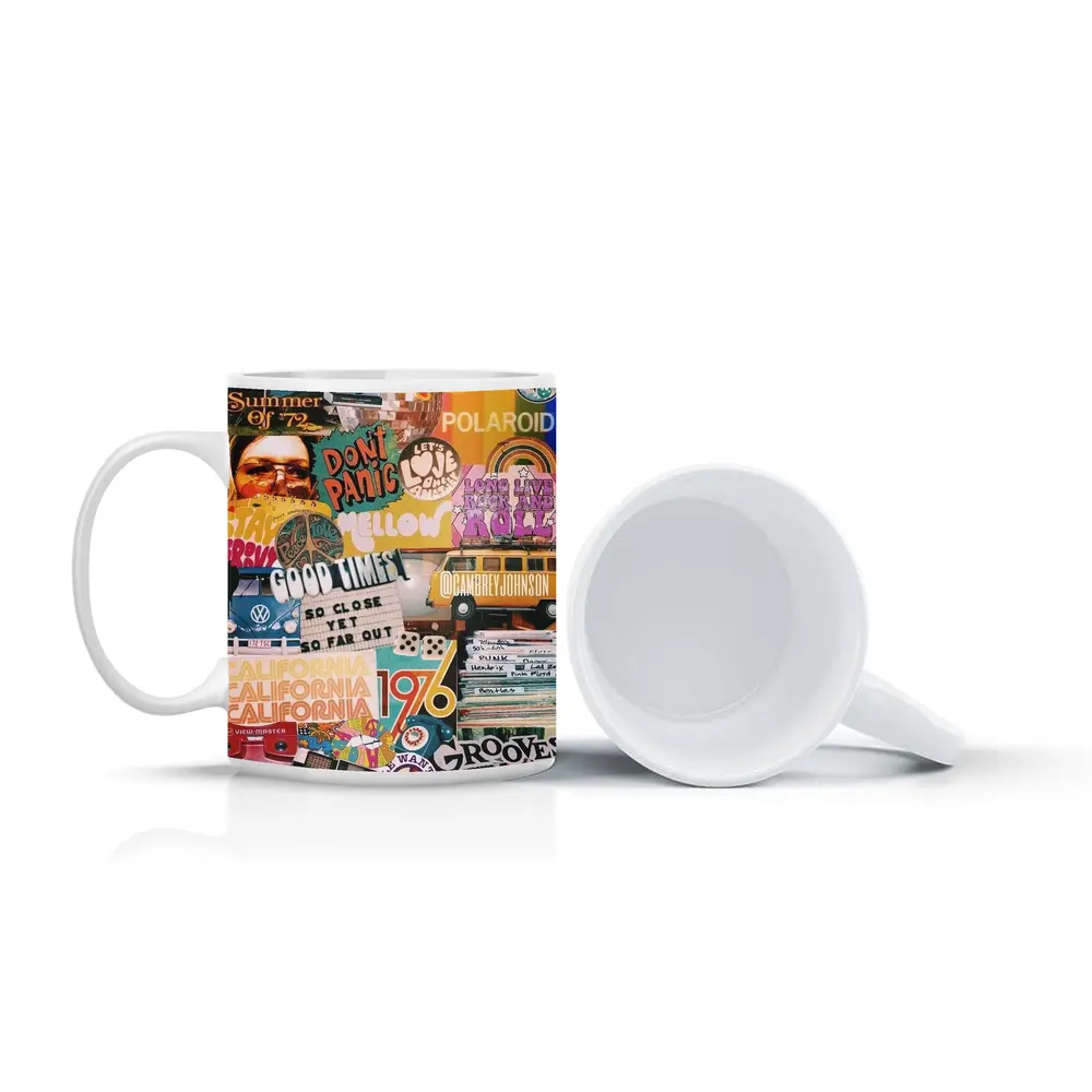 Retro Seventies Groovy Collage Wall Art – Mugs
