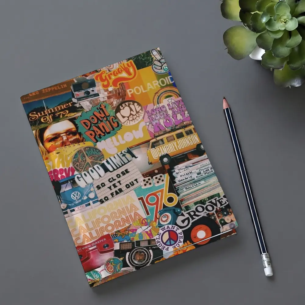 Retro Seventies Groovy Collage Wall Art – Notebooks