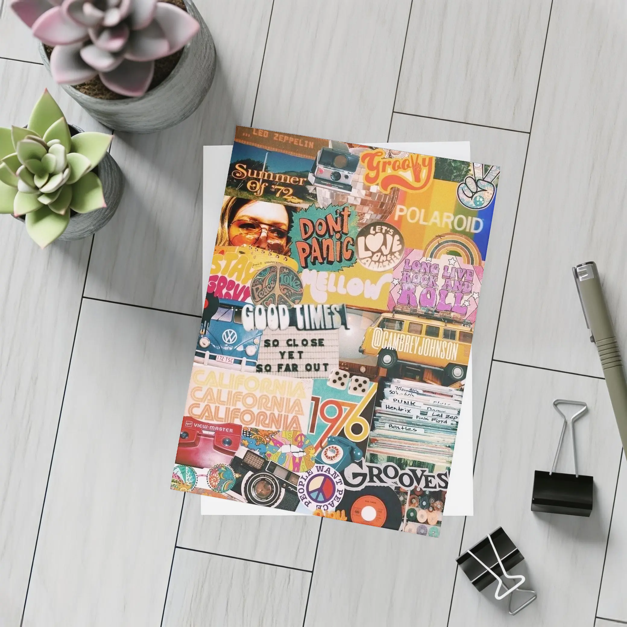 Retro Seventies Groovy Collage Wall Art – Postcards