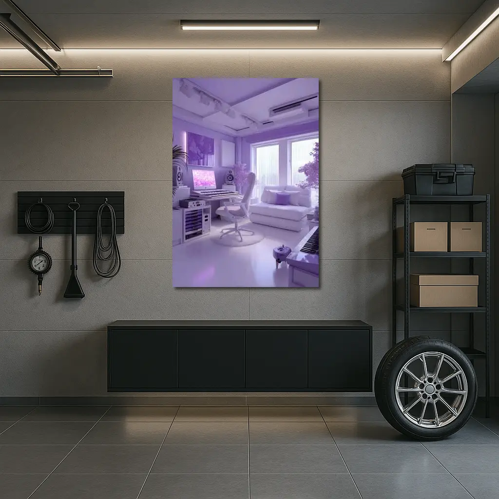 Purple Music Studio Room Interior Art – Wall Art