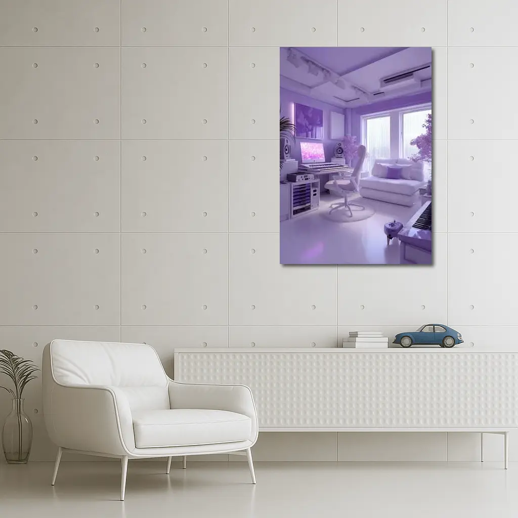 Purple Music Studio Room Interior Art – Wall Art
