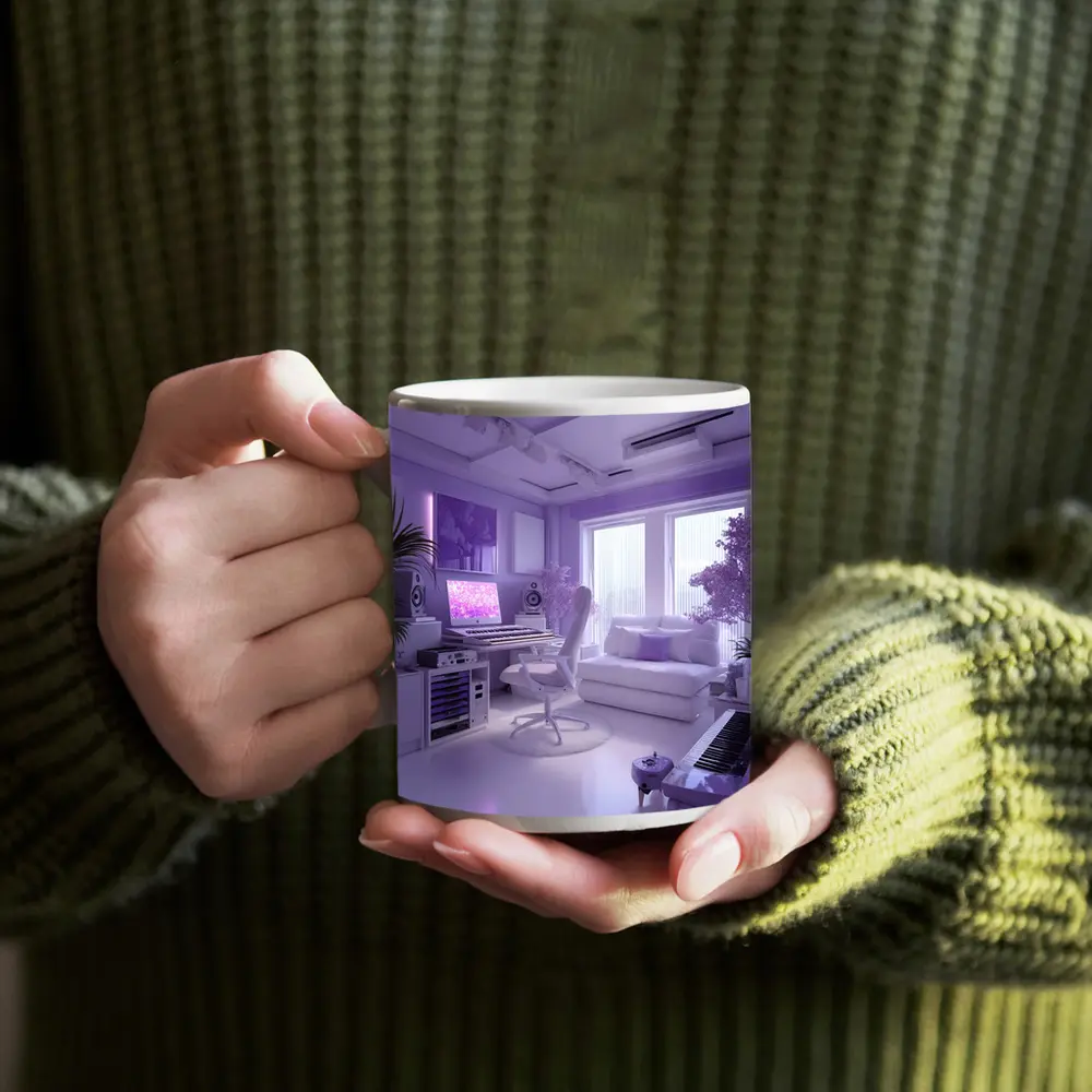 Purple Music Studio Room Interior Art – Mugs