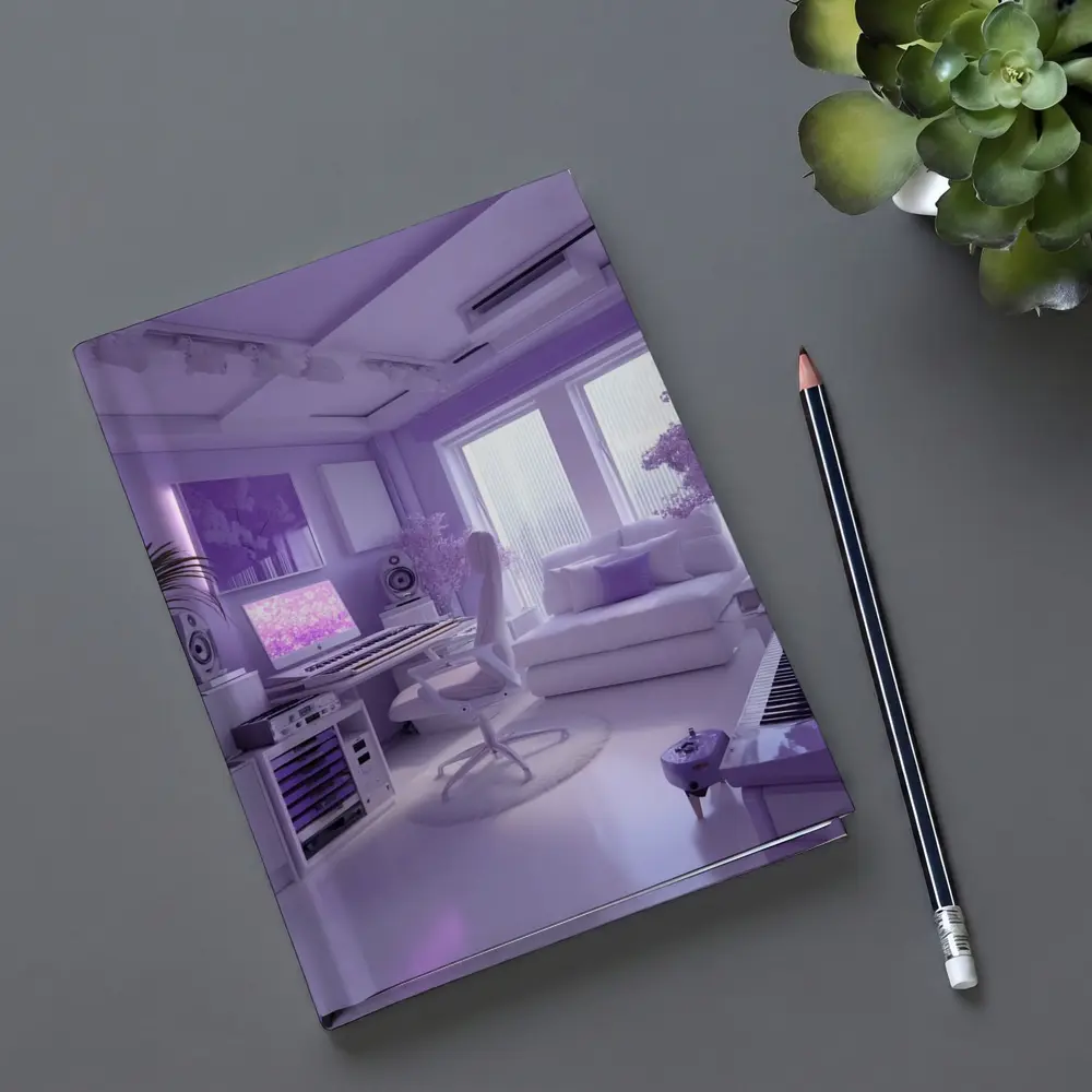 Purple Music Studio Room Interior Art – Notebooks