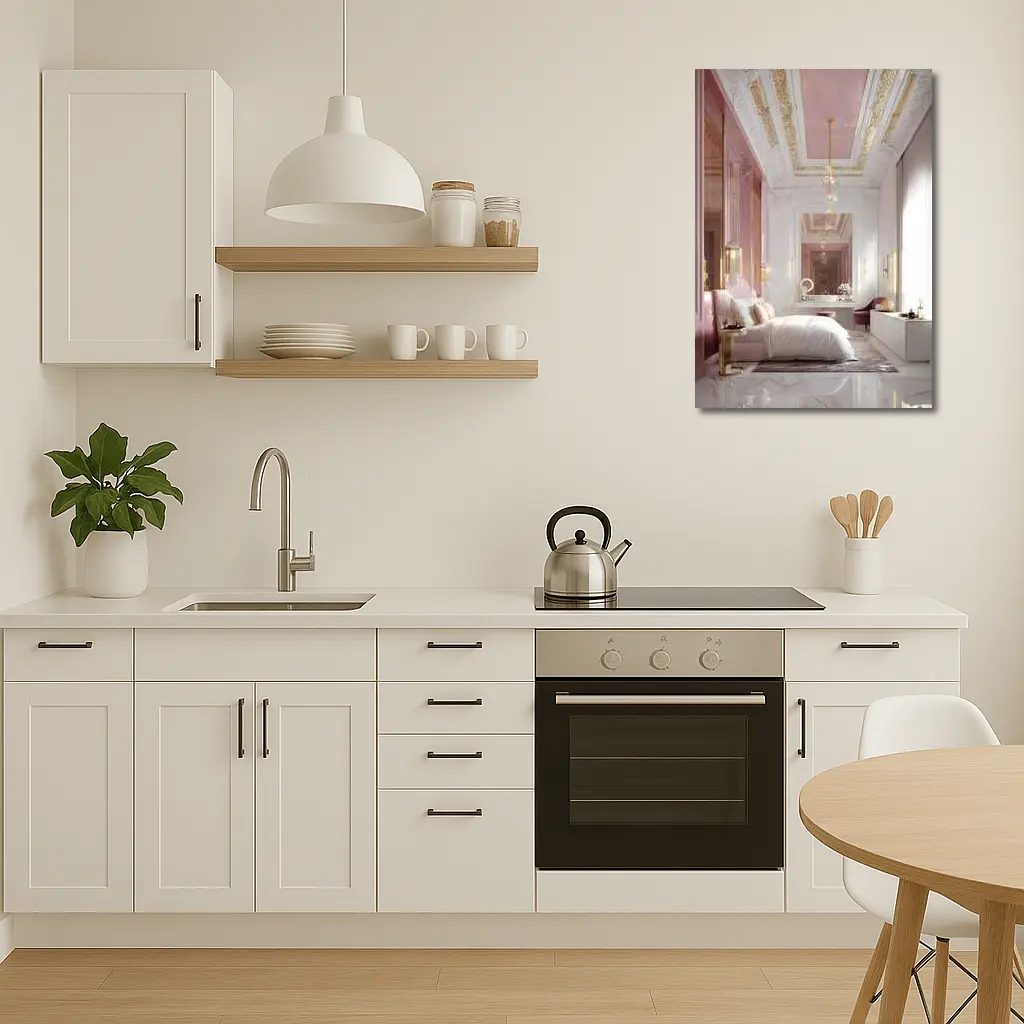 Pink Gold Luxury Bedroom Interior Design Art – Wall Art
