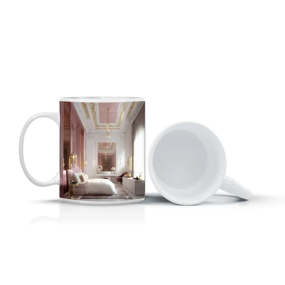 Pink Gold Luxury Bedroom Interior Design Art – Mugs
