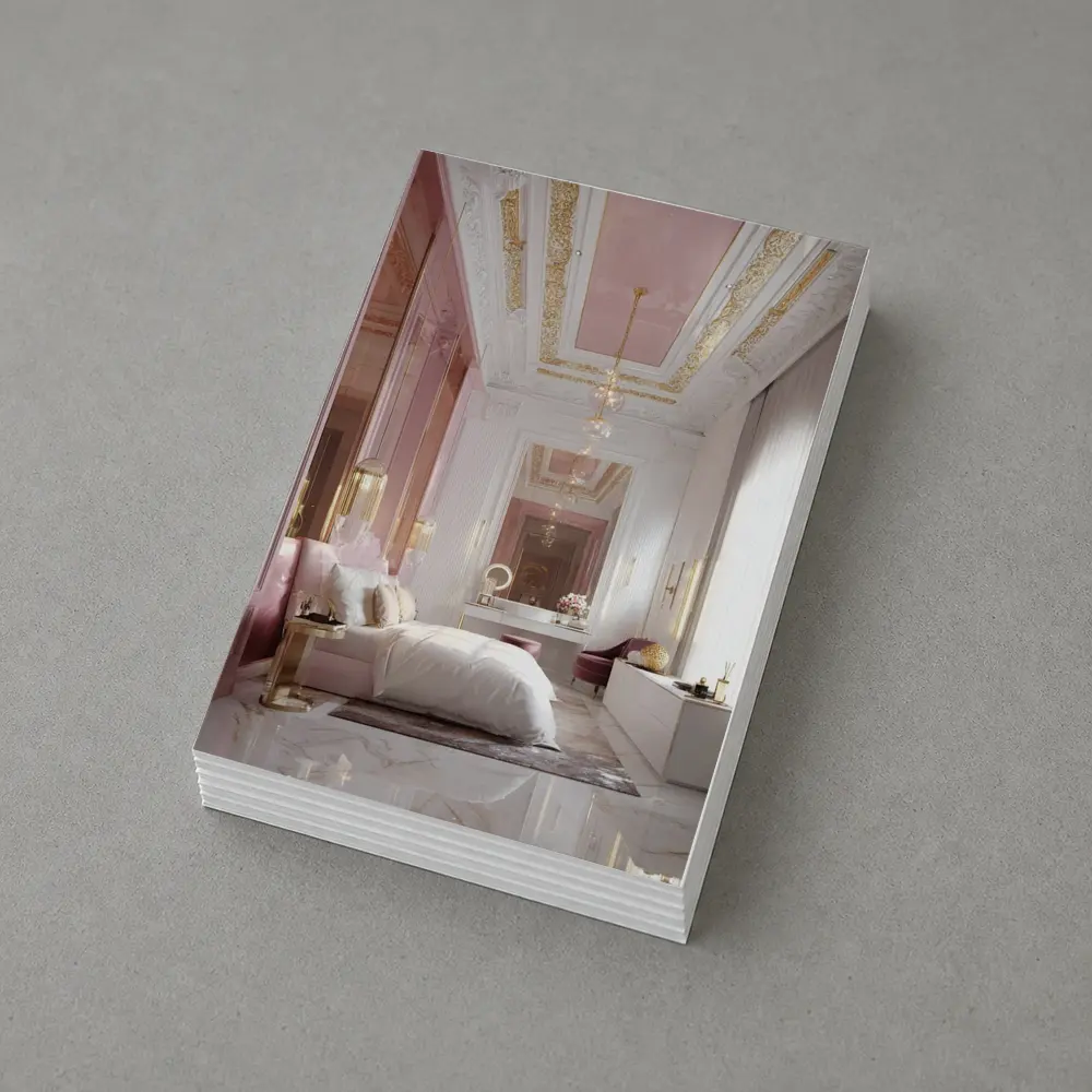 Pink Gold Luxury Bedroom Interior Design Art – Postcards