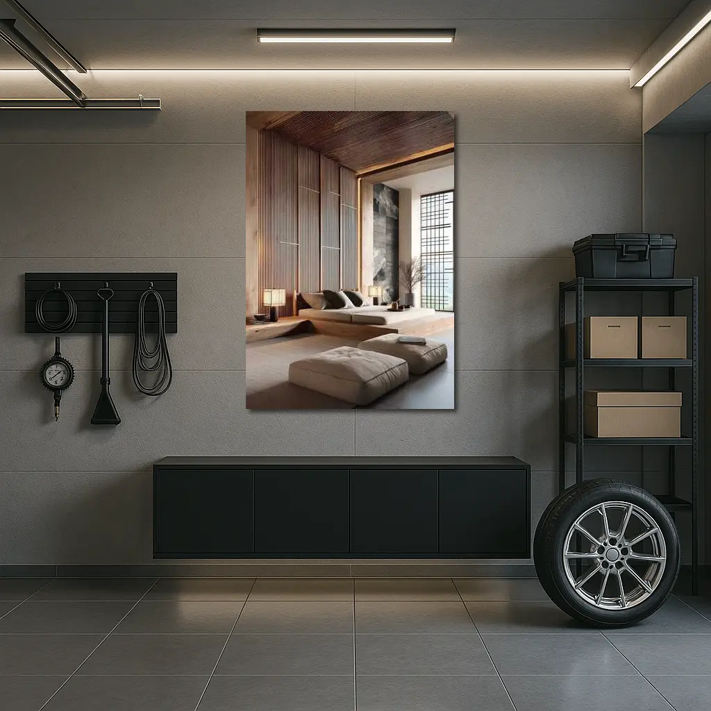 Japanese Minimal Calm Bedroom Interior Wood Design – Wall Art