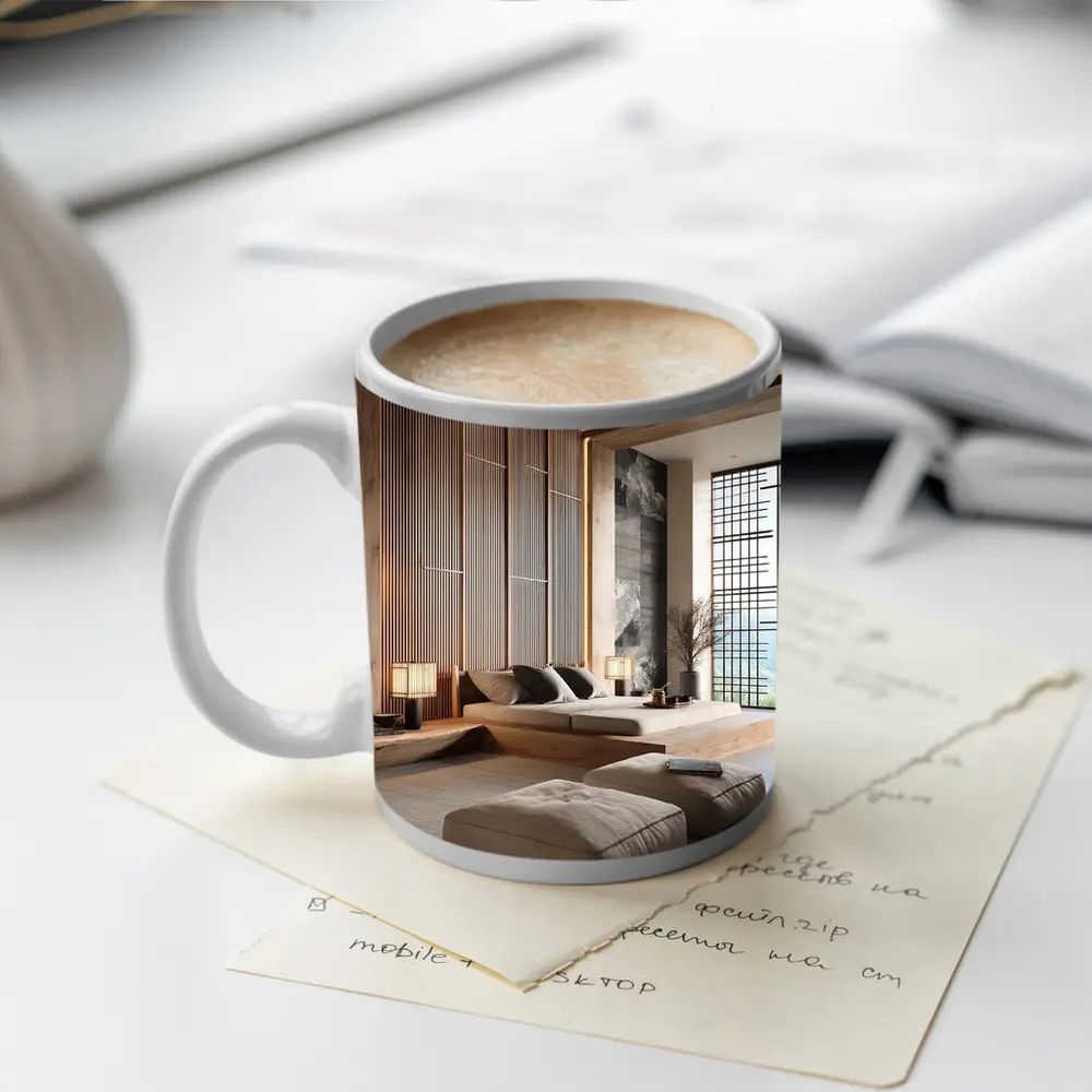 Japanese Minimal Calm Bedroom Interior Wood Design – Mugs