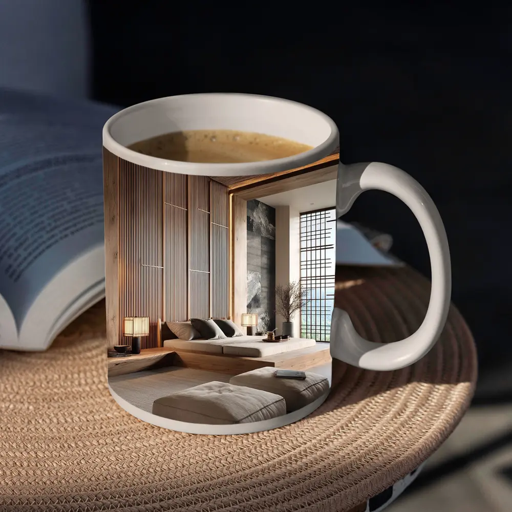 Japanese Minimal Calm Bedroom Interior Wood Design – Mugs