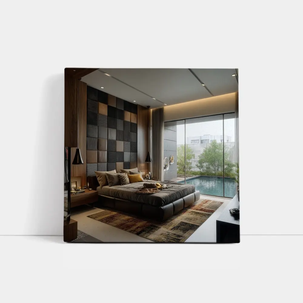 Luxury Modern Bedroom With Pool View – Wall Art