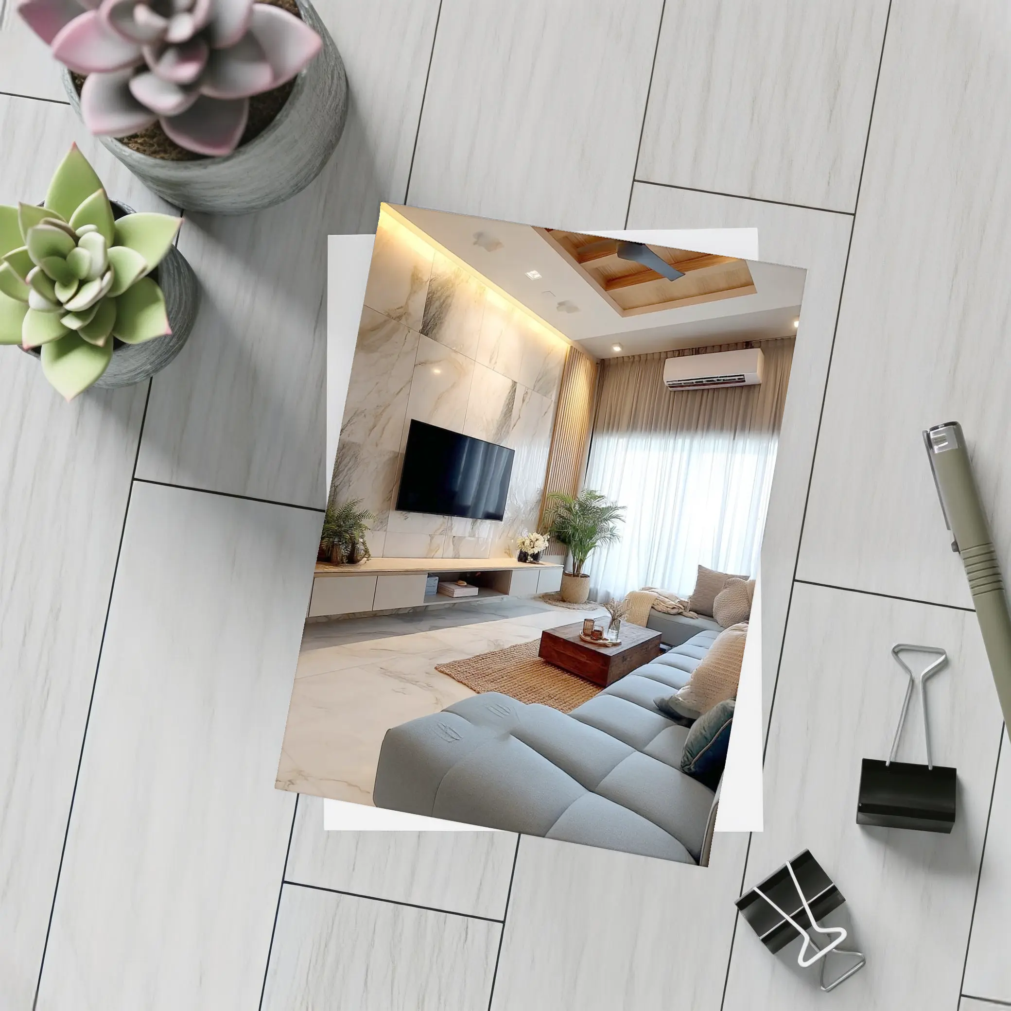 Modern Living Room Marble Wall Interior Design – Postcards