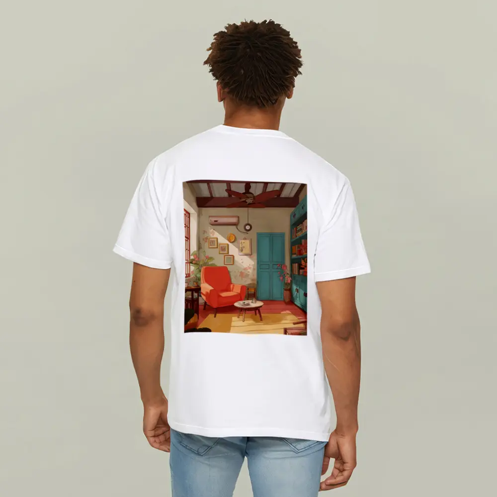 Cozy Retro Living Room Interior Illustration Art – T-Shirts