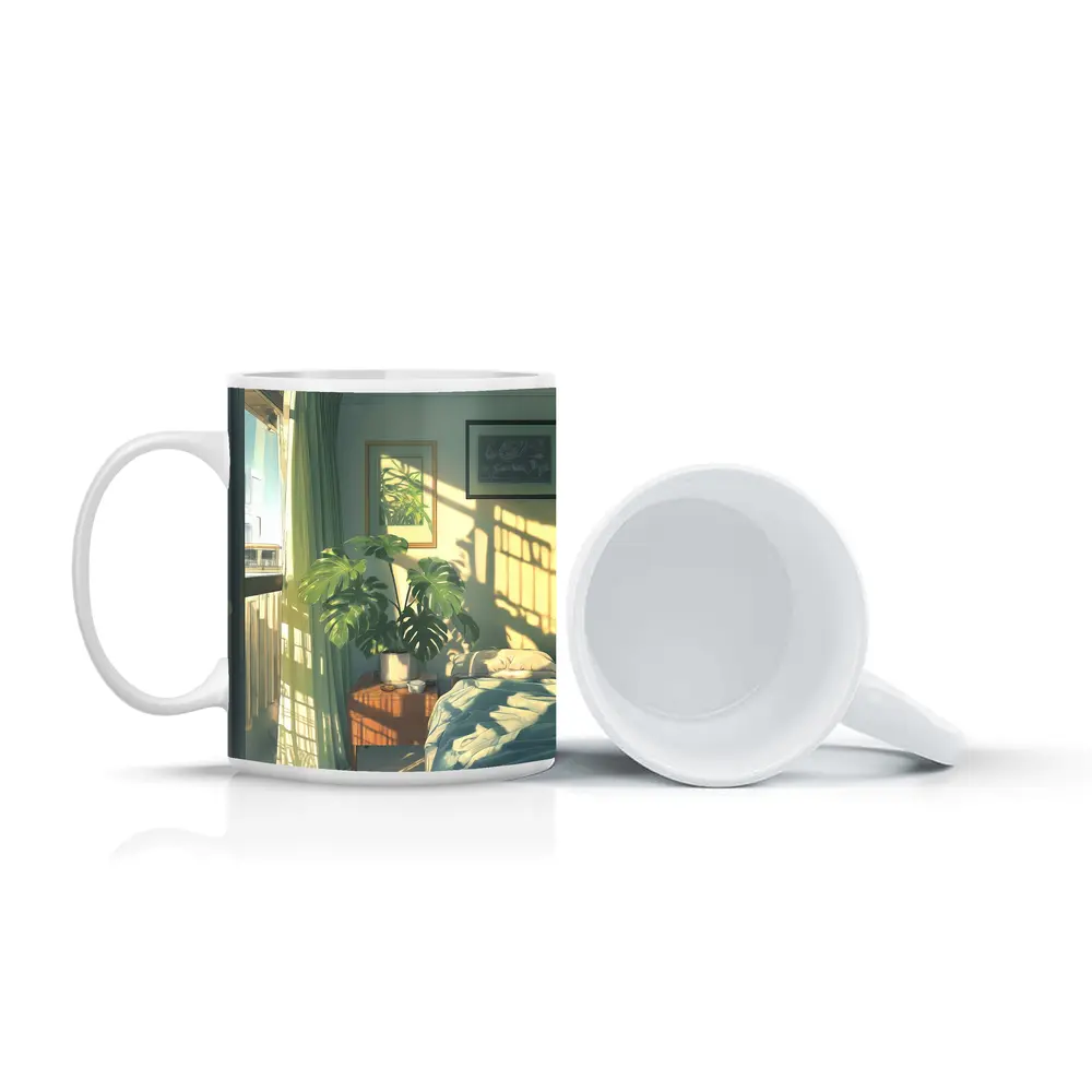 Anime Bedroom Morning Light Monstera Plant – Mugs