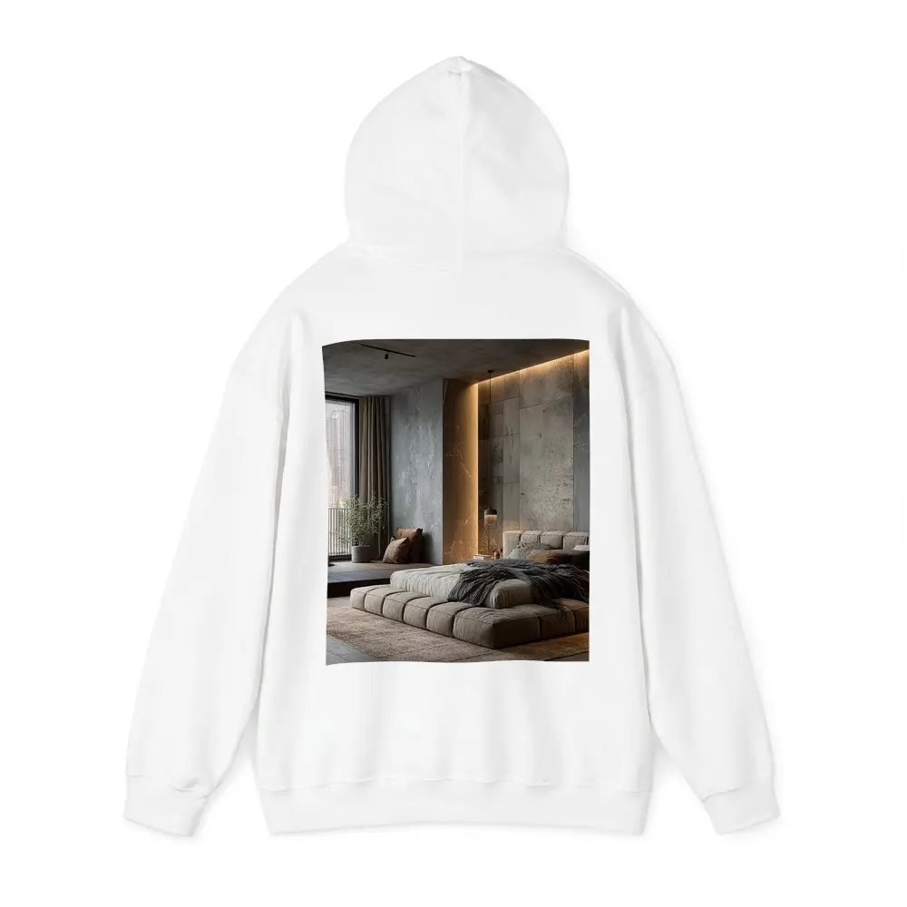 Luxury Bedroom Interior Warm Stone Wall – Hoodies