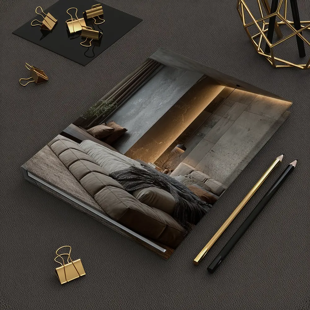 Luxury Bedroom Interior Warm Stone Wall – Notebooks