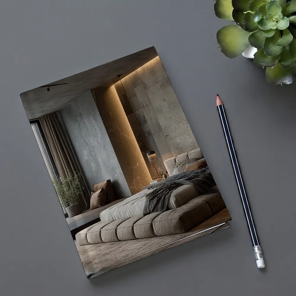 Luxury Bedroom Interior Warm Stone Wall – Notebooks