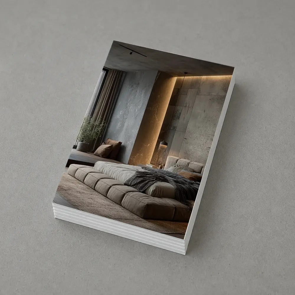 Luxury Bedroom Interior Warm Stone Wall – Postcards