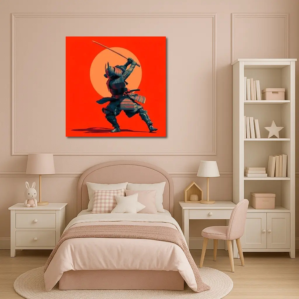 Samurai Warrior Sword Strike Red Sun – Wall Art