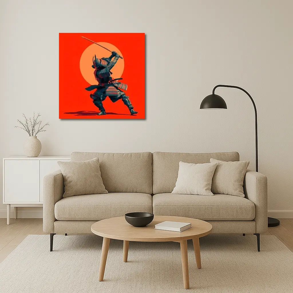 Samurai Warrior Sword Strike Red Sun – Wall Art
