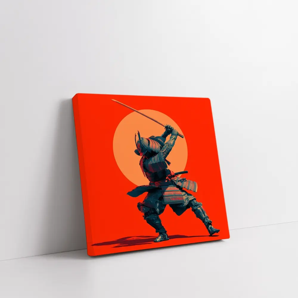 Samurai Warrior Sword Strike Red Sun – Wall Art