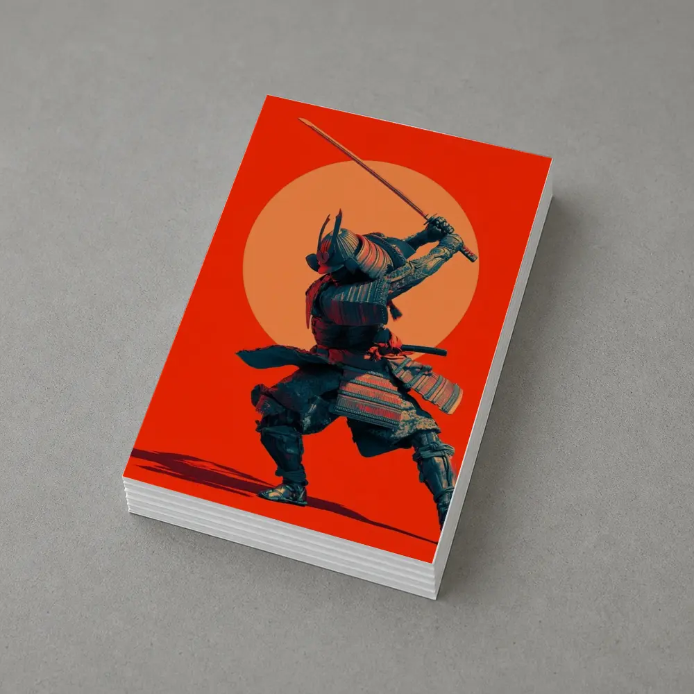 Samurai Warrior Sword Strike Red Sun – Postcards