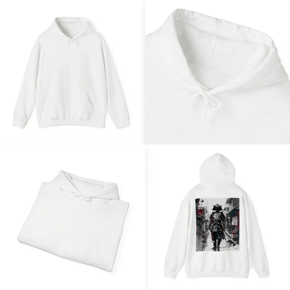 Samurai Warrior Walking Through Japanese Street – Hoodies