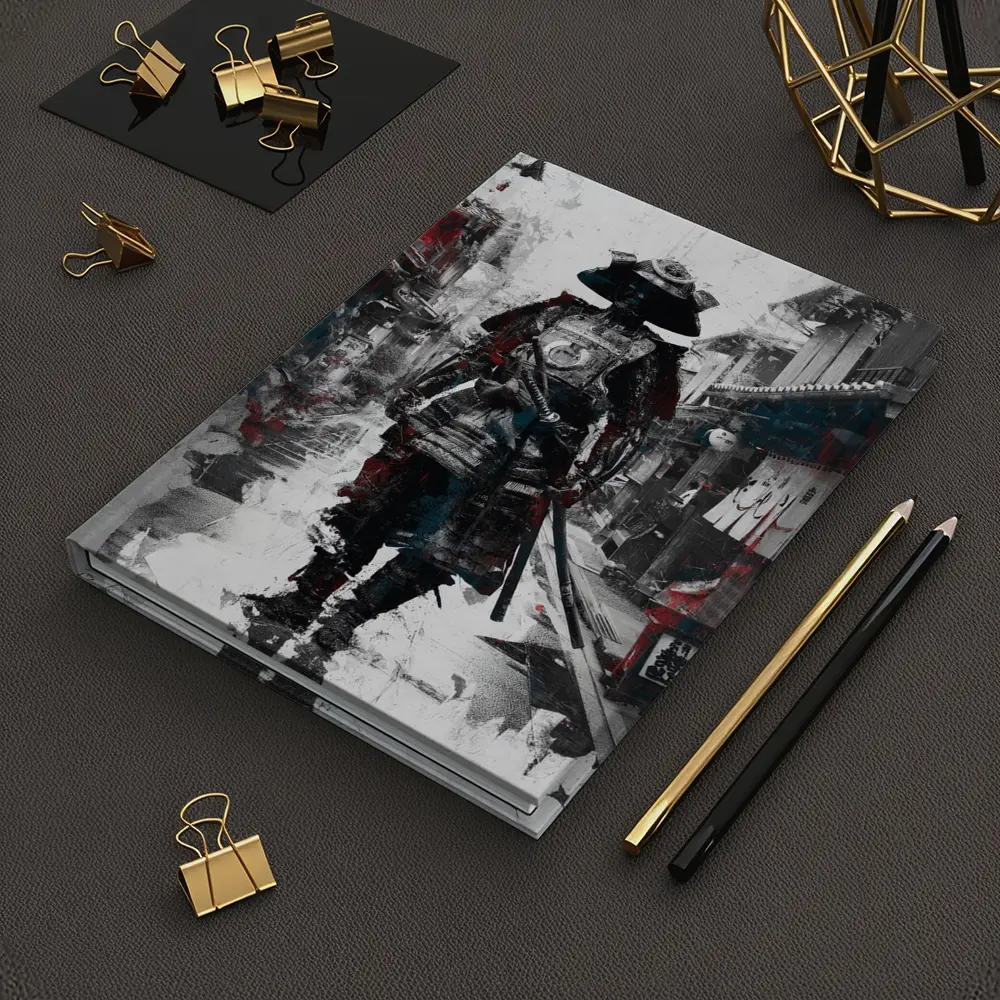 Samurai Warrior Walking Through Japanese Street – Notebooks