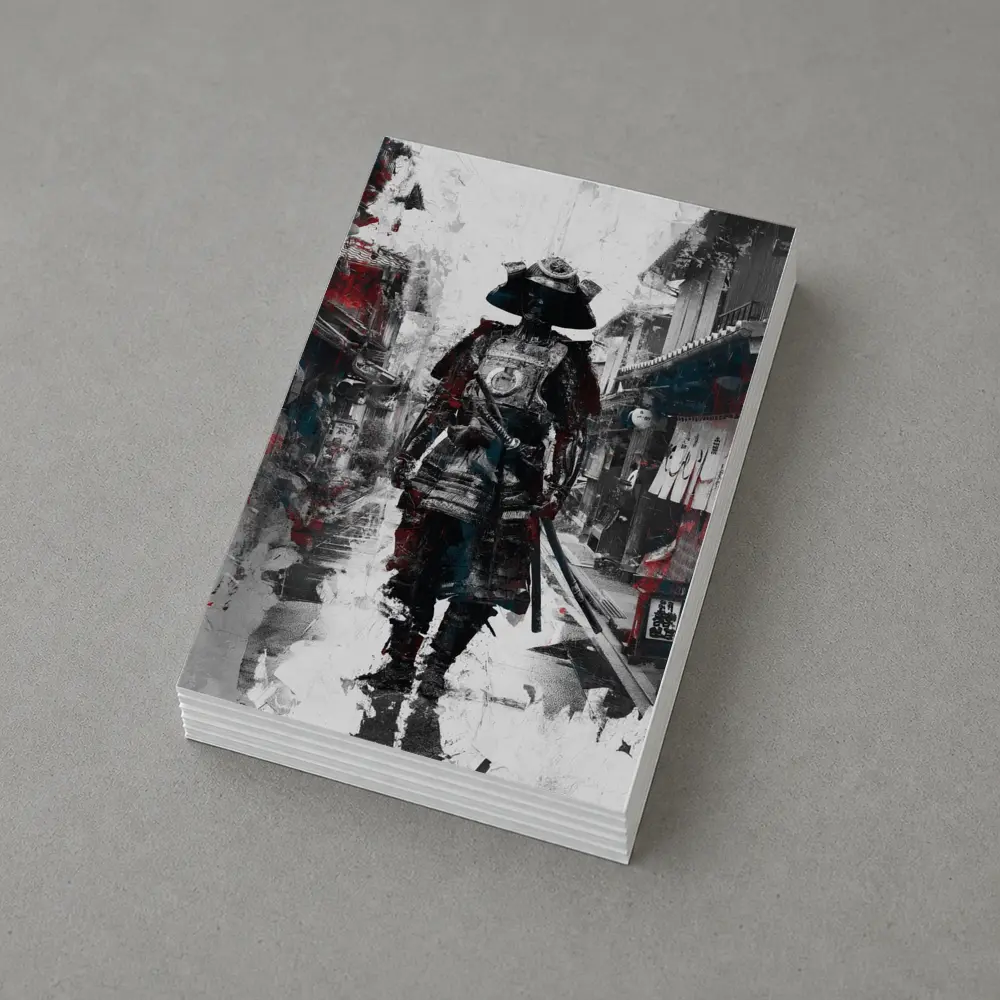 Samurai Warrior Walking Through Japanese Street – Postcards