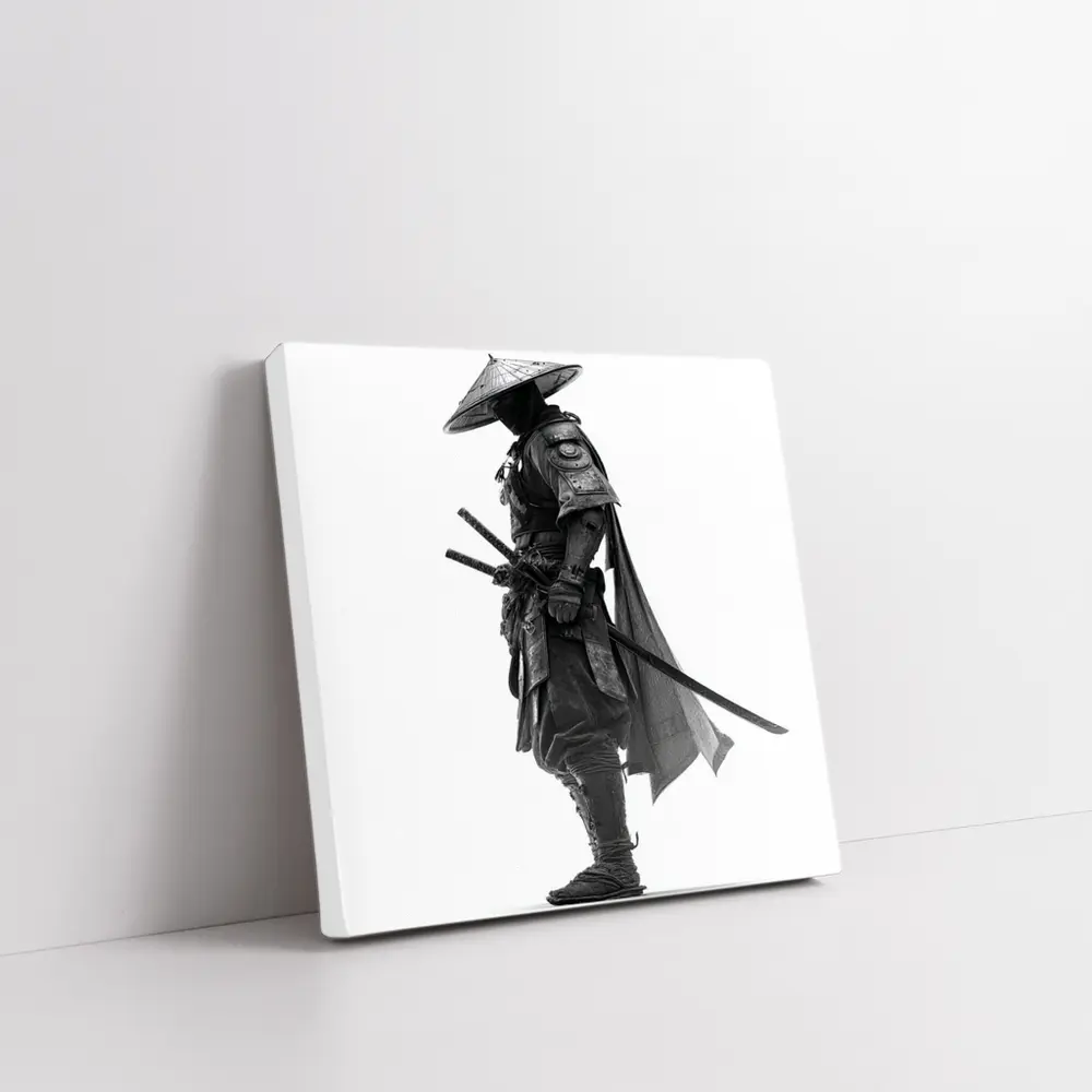 Black and White Samurai Warrior with Katana – Wall Art
