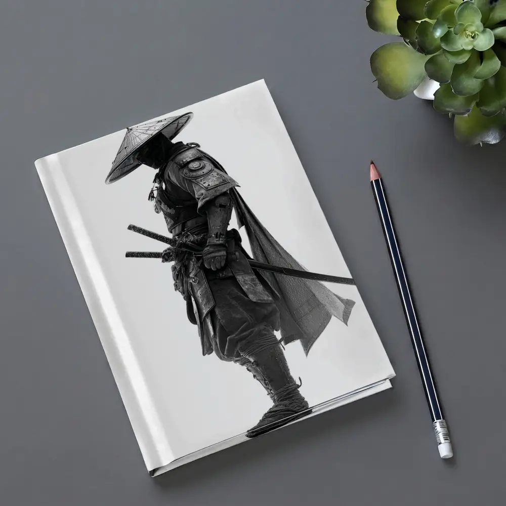 Black and White Samurai Warrior with Katana – Notebooks